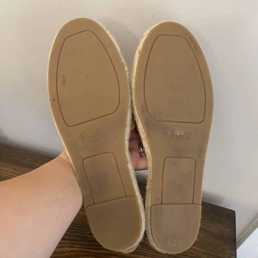 Eileen Fisher Lady Nubuck Tan D’Orsay Espadrille Flats